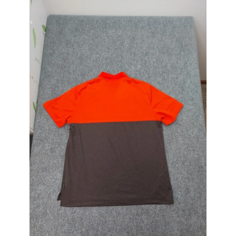 Cleveland Browns Nike Polo Shirt Mens XL Orange Brown Color Block Short‎ Sleeve
